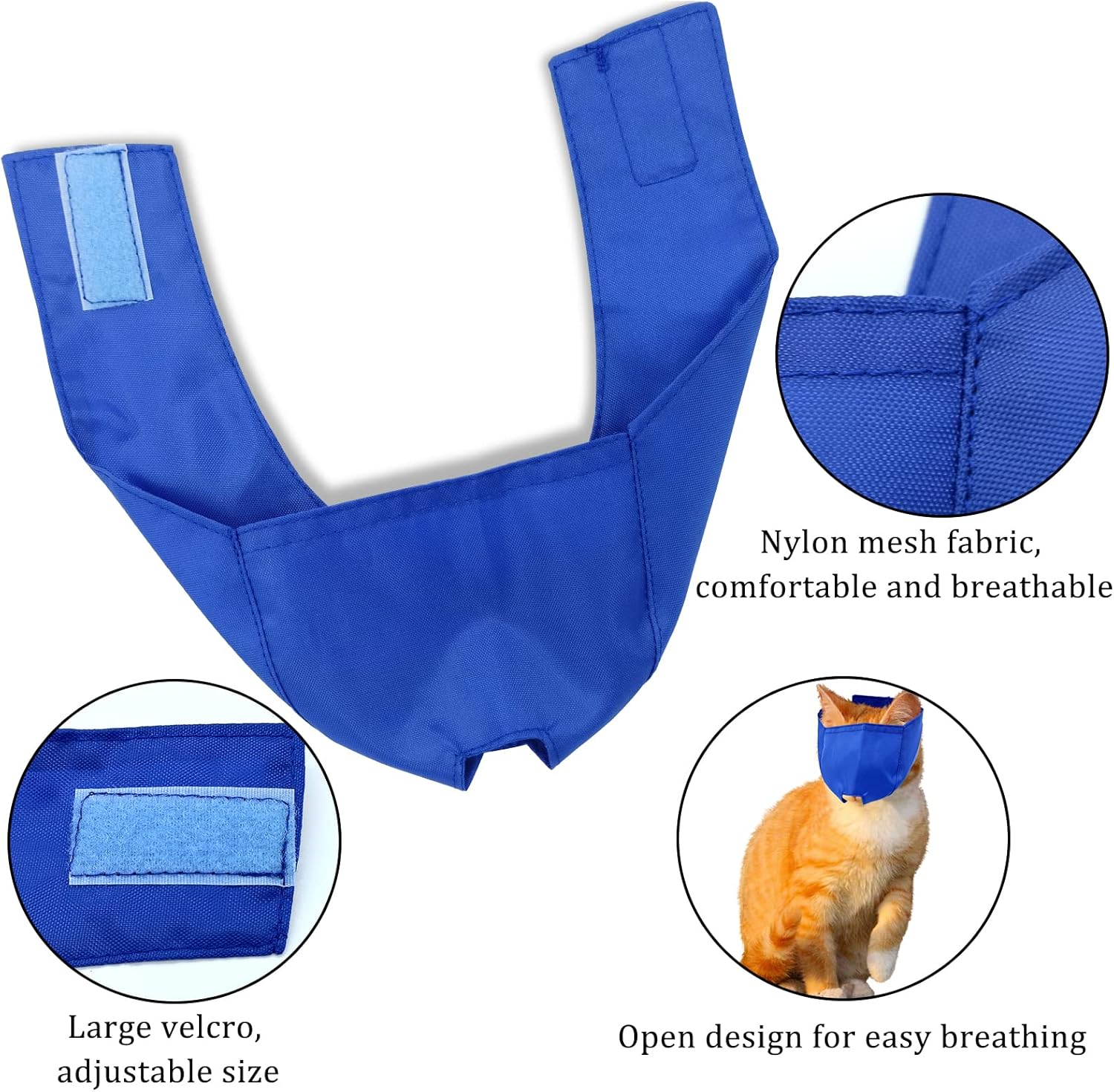 3 Pieces Cat Muzzles Breathable Mesh Muzzles Cat Grooming Restraint Bags with Muzzle Anti Bite Anti Meow for Prevent Cats from Biting Grooming and Nail Trimming