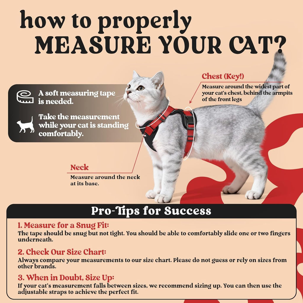 Cat Harness and Leash for Walking, Escape Proof Soft Adjustable Vest Harnesses for Cats, Easy Control Breathable Reflective Strips Jacket