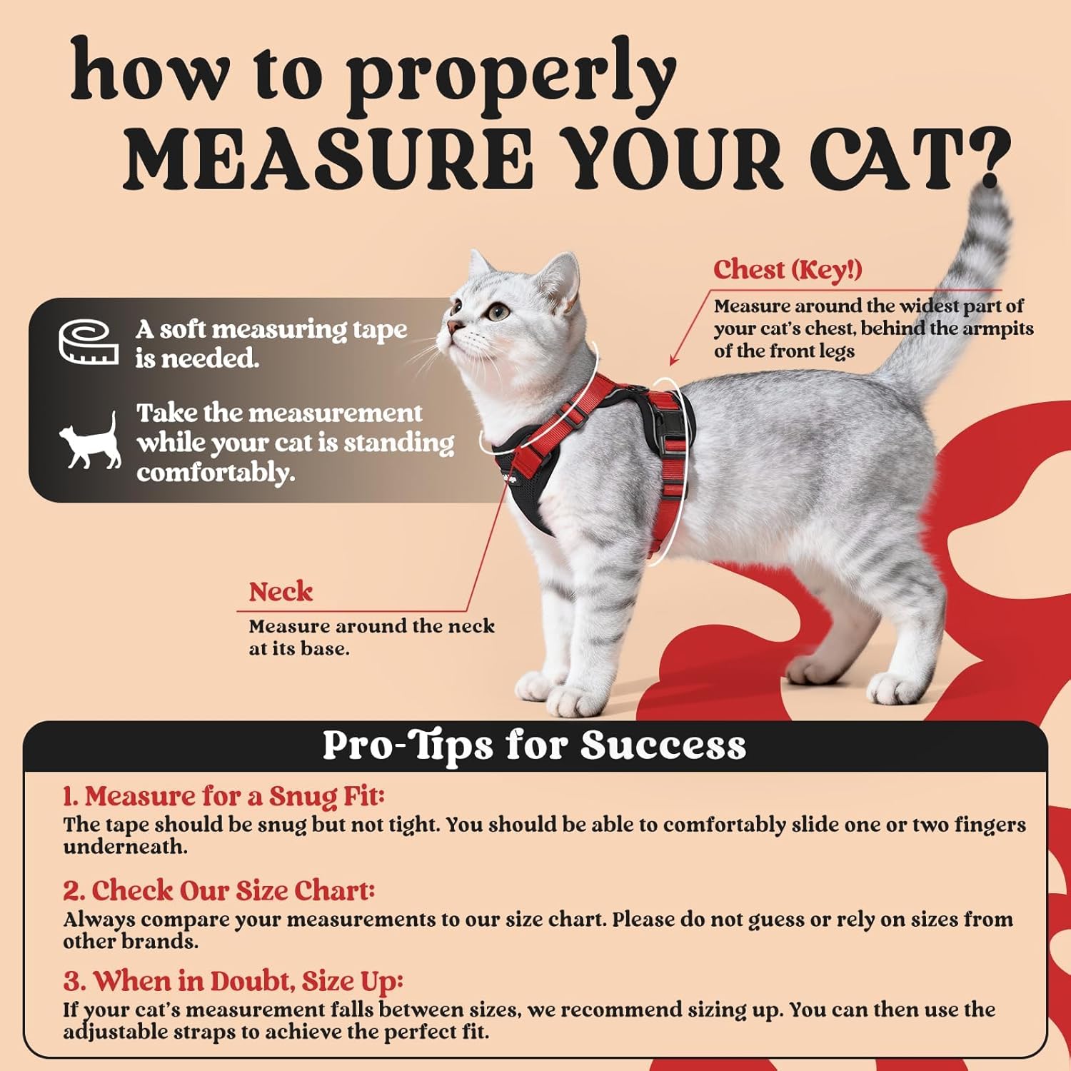 Cat Harness and Leash for Walking, Escape Proof Soft Adjustable Vest Harnesses for Cats, Easy Control Breathable Reflective Strips Jacket