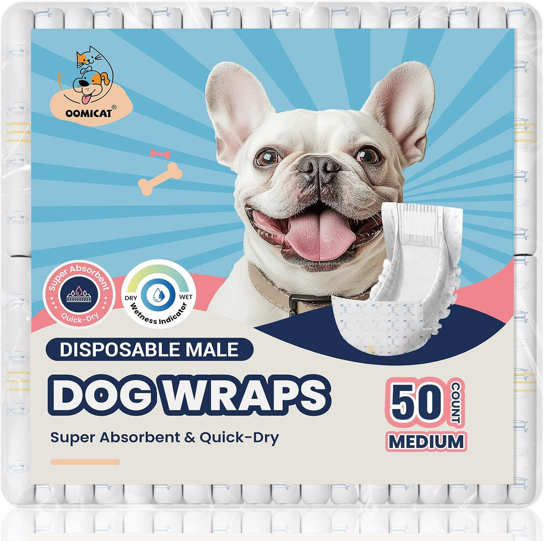 Disposable Male Dog Diapers – Breathable Belly Bands (Medium)