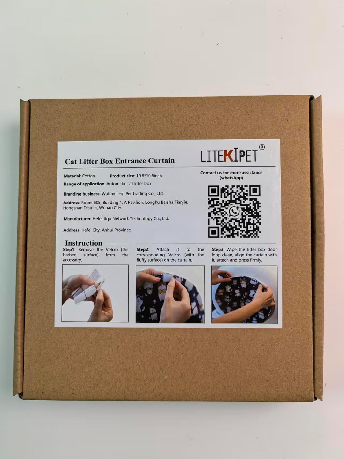 Litter Box Odor Dust-Proof Door Curtain Matching for Self Automatic Litter Box Thick Waterproof and Scratch-Resistant Fabric, Magnetic Closure, and Hook-and-Loop Fastening