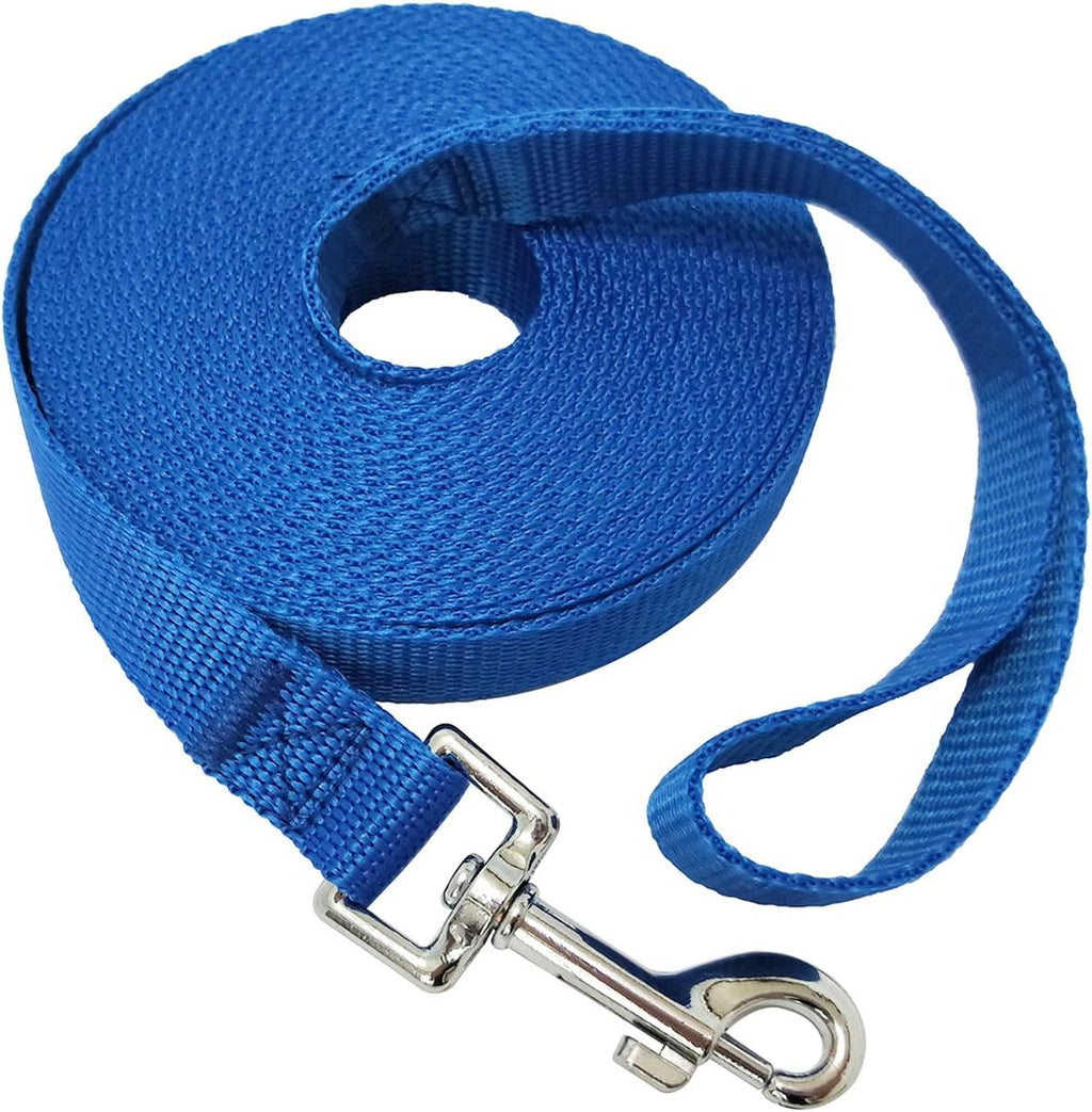 Nylon Training Dog Leash for Small Medium Large Dogs, 15ft 20ft 30ft 50ft Long Leash Dog/Puppy Lead for Obedience Recall Training, Camping (20ft, Blue)