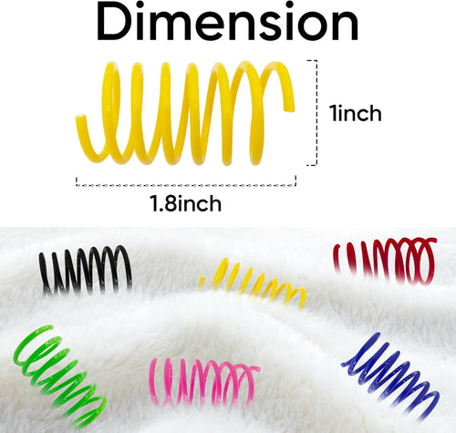 6Colors Plastic Spring Cat Toys, 60 Pack Spiral Springs for Indoor Cats to Swat, Bite, Hunt, Interactive Toys for Cats and Kittens