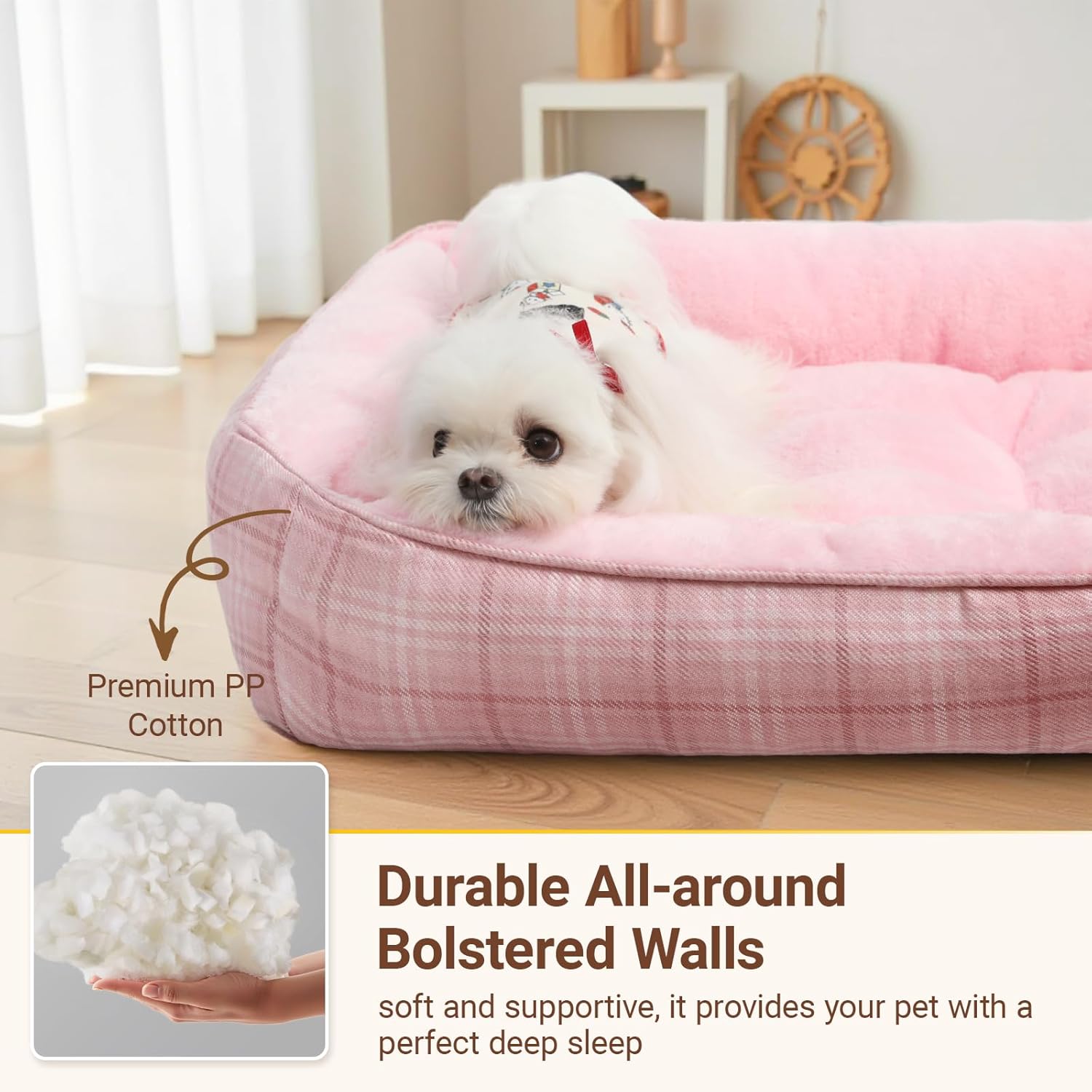 Orthopedic Cuddler Bed for Dogs & Cats (Pink)