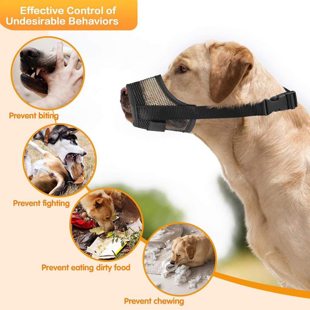 Dog Muzzle, Breathable Adjustable Soft Mesh Muzzle for Small Medium Large Dog Mouth Guard, to Prevent Biting, No Bark for Dogs Allow Panting Drinking