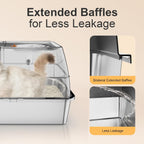 Steel Litter Box with Lid XL Extra Large Litter Box Enclosed Top Entry Metal Litterbox for Big Cats Easy Cleaning Less Leakage & High Sided with Mat Aisle & Scoop