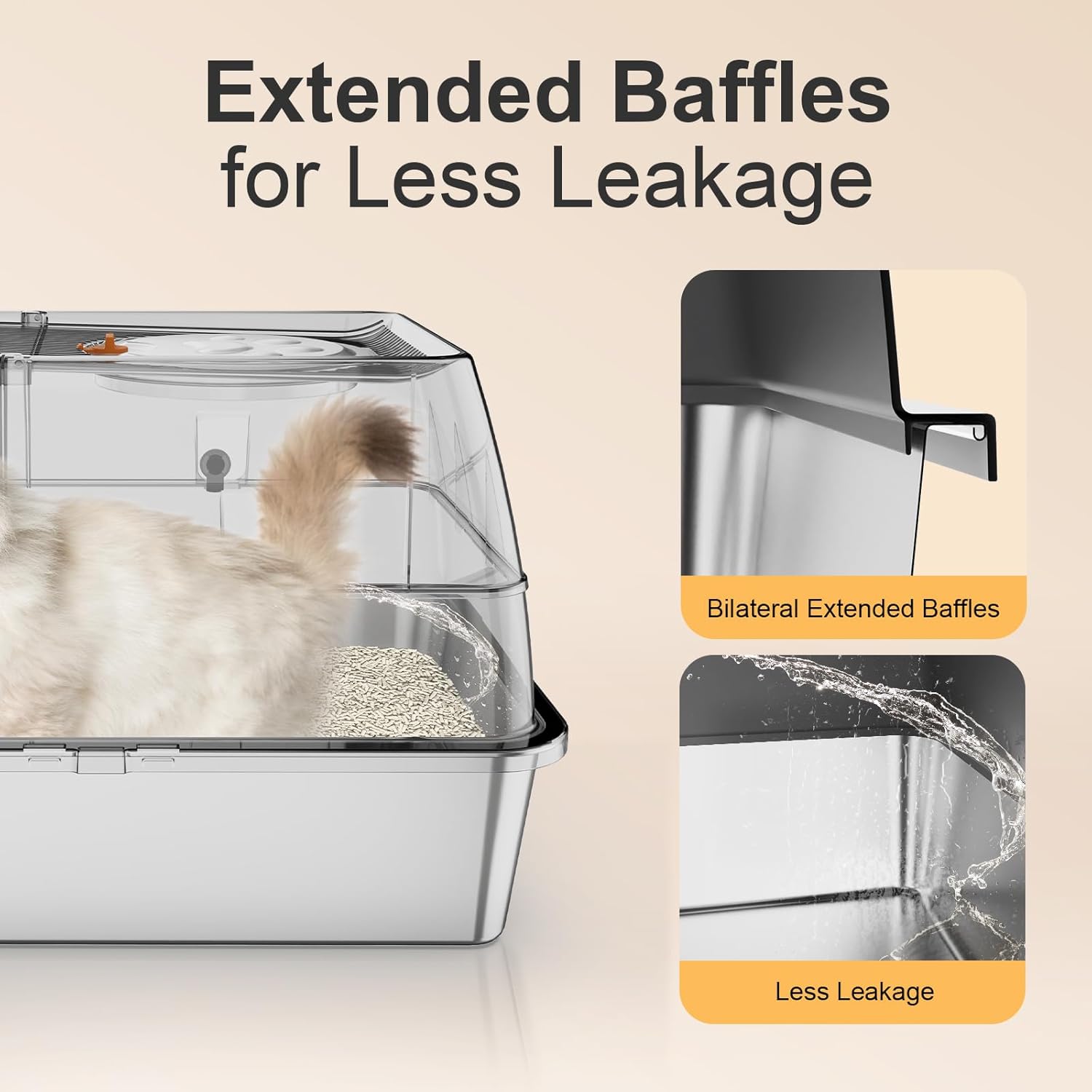 Steel Litter Box with Lid XL Extra Large Litter Box Enclosed Top Entry Metal Litterbox for Big Cats Easy Cleaning Less Leakage & High Sided with Mat Aisle & Scoop