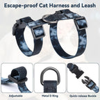 Cat Harness and Leash Set, 3-in-1 Escape Proof Adjustable, Comfortable Soft Lightweight, Safe, Easy to Wear, Walking Travel Kitten Harness for Small Medium Large Cats