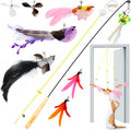 Flying Bird Cat Toy,8Pcs Durable Interactive Cats Wand Replacements,Hanging Cat Toy Suitable for Bored Indoor Cats Self Play