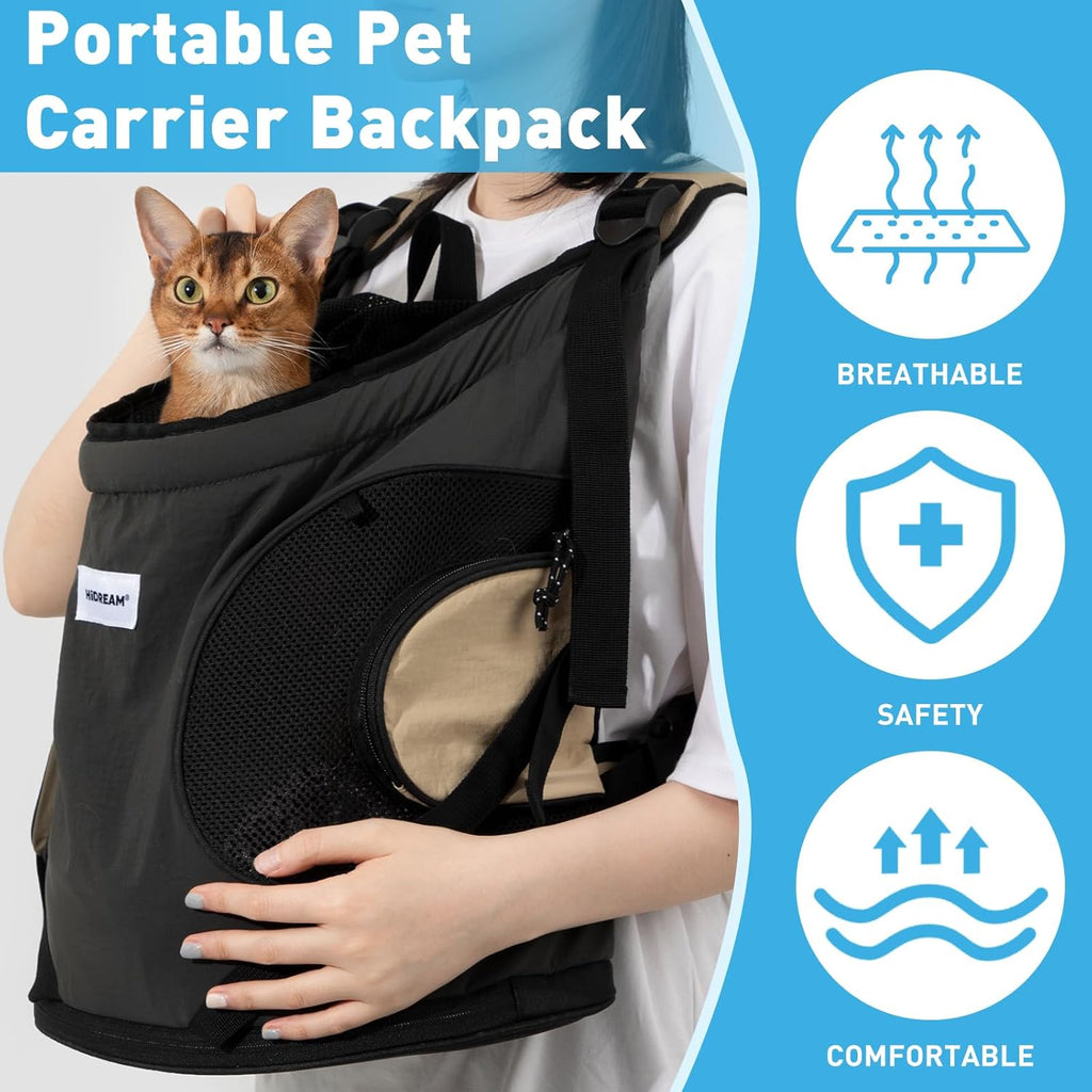 Dog Cat Carrier Front Chest Backpack, Hands Free Cross Shoulder Sling Bag with Padded Bottom & Safety Strap for Puppy Kitten Travel Hiking and Outdoor Use