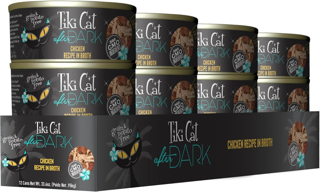 Cat After Dark, Chicken, High-Protein and 100% Non-GMO Ingredients, Wet Cat Food for Adult Cats, 2.8 oz. Can (12 Count)