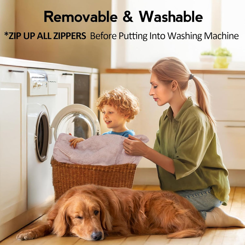 Large Dog Bed - Orthopedic Egg-Crate Memory Foam Dog Beds with Removable Washable Cover, Waterproof Pet Beds with Non-Slip Bottom(Pink)