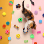Kitten Toys, 60PCS Cat Balls Springs Toy Set, Cat Mouse Toy, Kitten Sparkle Crinkle Balls Furry Soft Pom Pom