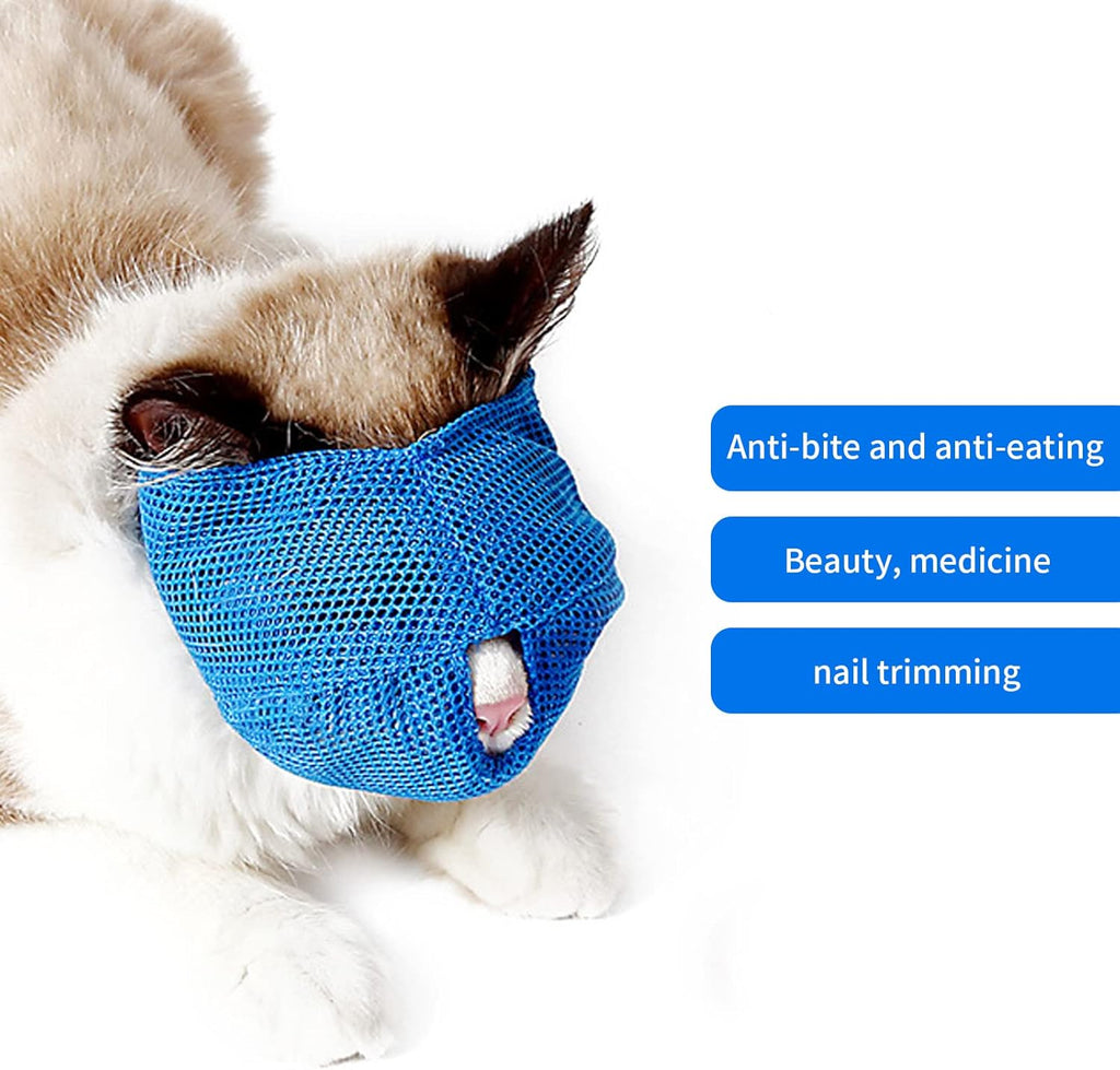 Cat Muzzle Breathable Mesh Cat Mouth Mask Grooming Restraint Bag - Anti Bite, Anti Meow, Prevent Scratching & Chewing