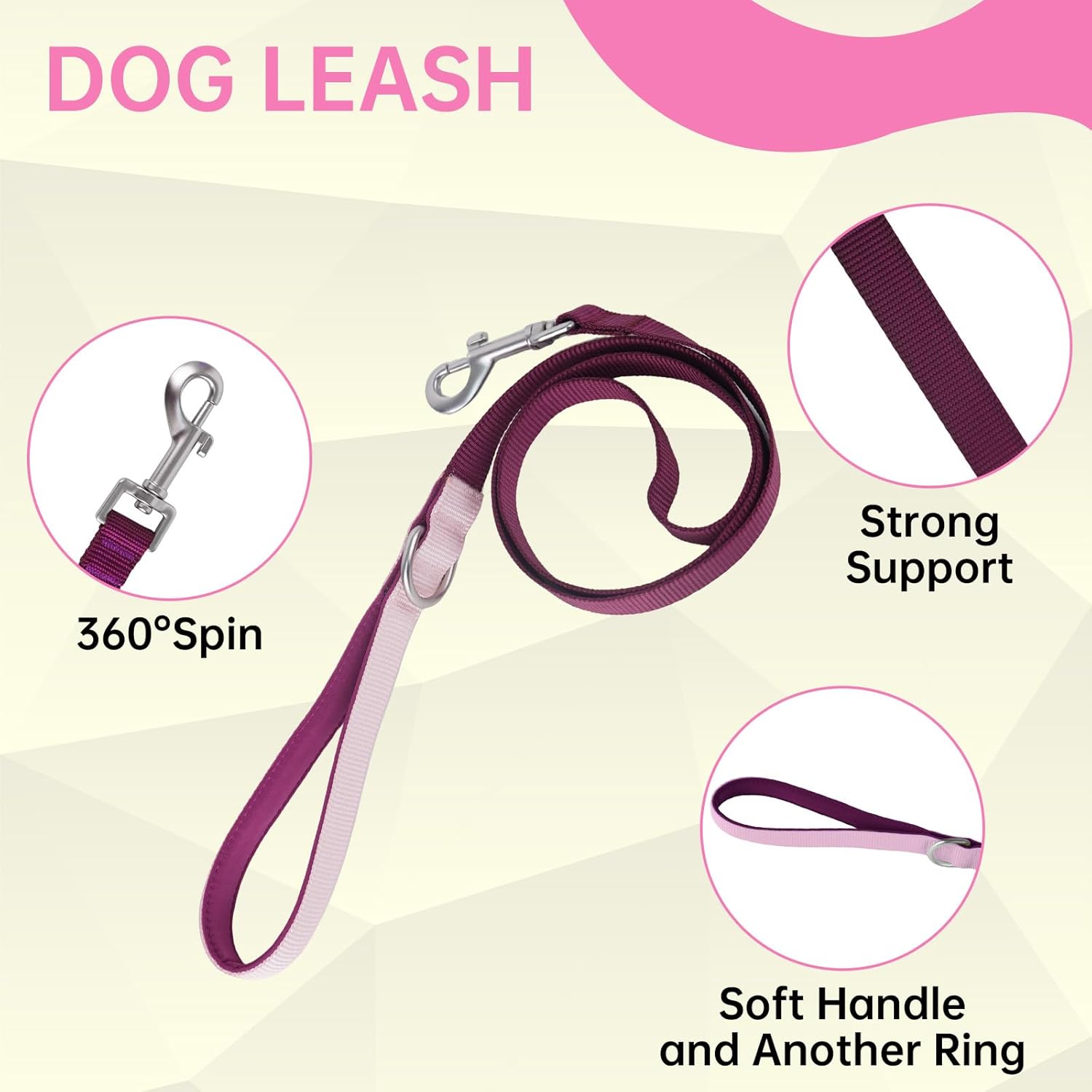 Dog Harness Leash and Collar Set, Soft Adjustable Dogs Vest Reflective and Comfortable Handle Pink Small