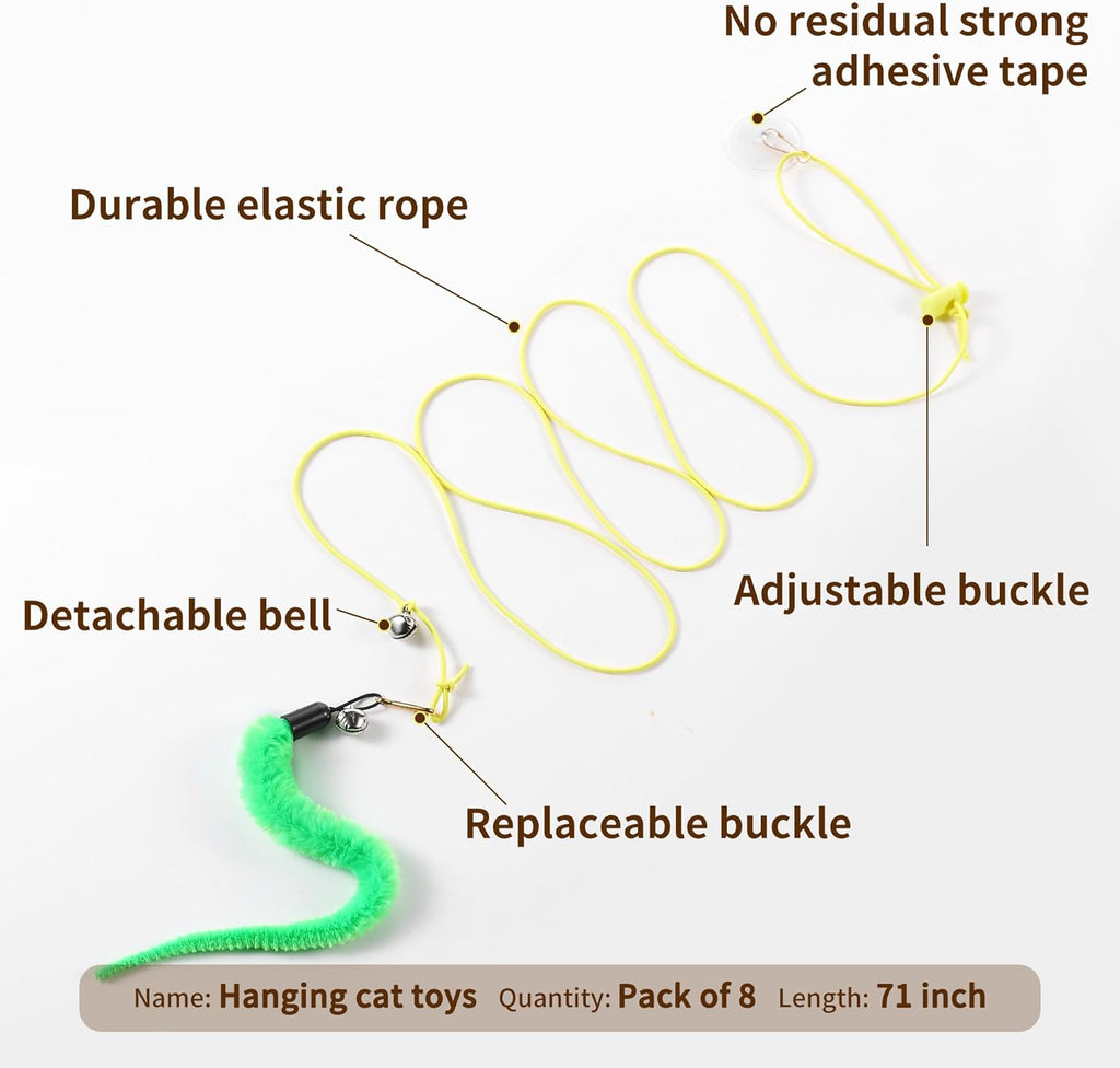 Interactive Cat Toys, 1 Interactive Wand, 8 Assorted Teaser Refills and 3 Indoor Cat Hanging Interactive Toy Suitable for Bored Adult Cats and Kittens Play Chase Exercise