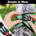 Cat Harness and Leash for Walking, Retractable Cat Harnesses and Leash Set Escape Proof, Breathable Soft Kitten Small Large Harness for Travel Training and Walking