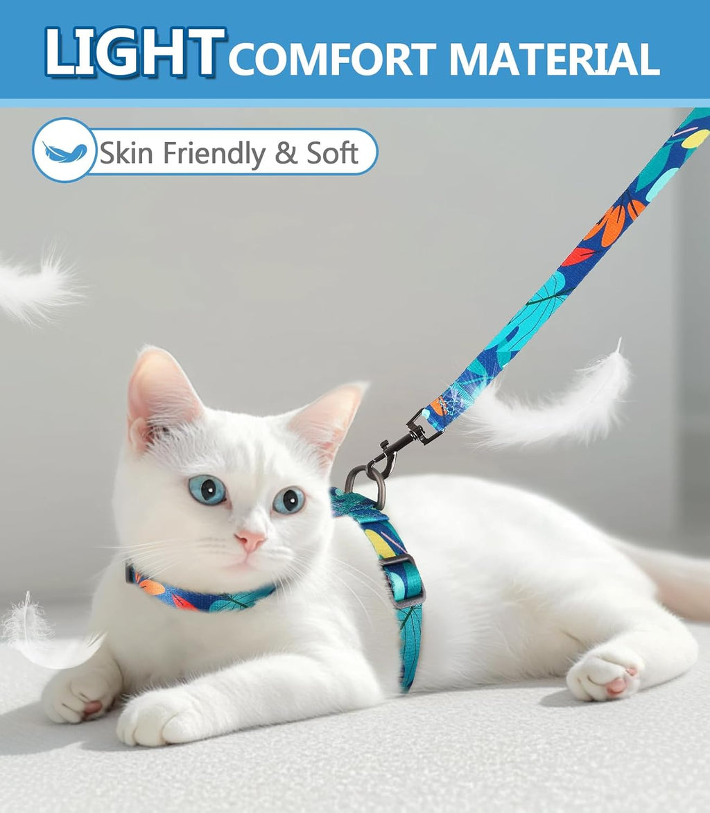 Cat Harness and Leash Set, 3-in-1 Adjustable & Lightweight, Escape-Proof, Comfortable Soft Kitten Harness for Large Cats, Safe, Easy to Wear, Outdoor Walking Travel