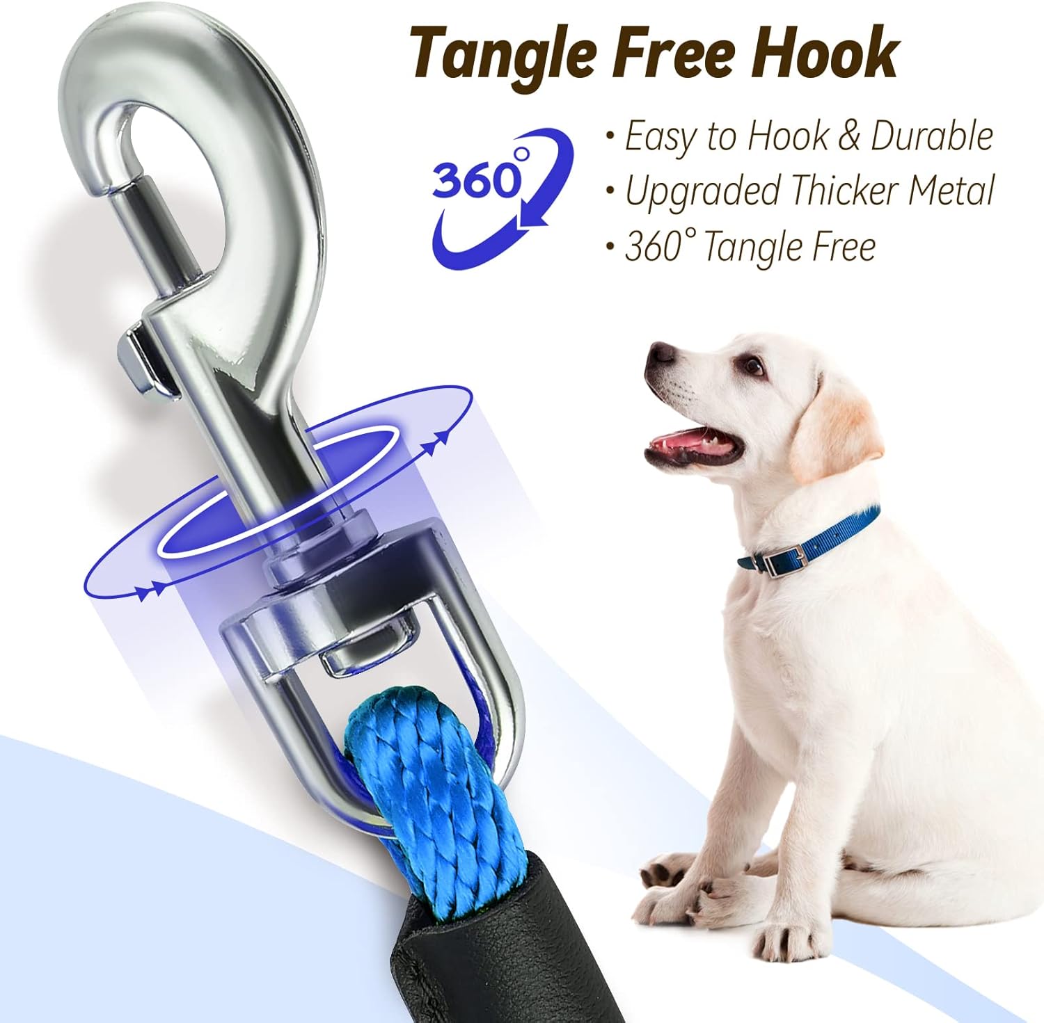 Check Cord Dog Leash Long Lead Training Tracking Line Comfortable Handle Heavy Duty Puppy Rope 10ft 15ft 30ft 50ft for Small Medium Large Dog