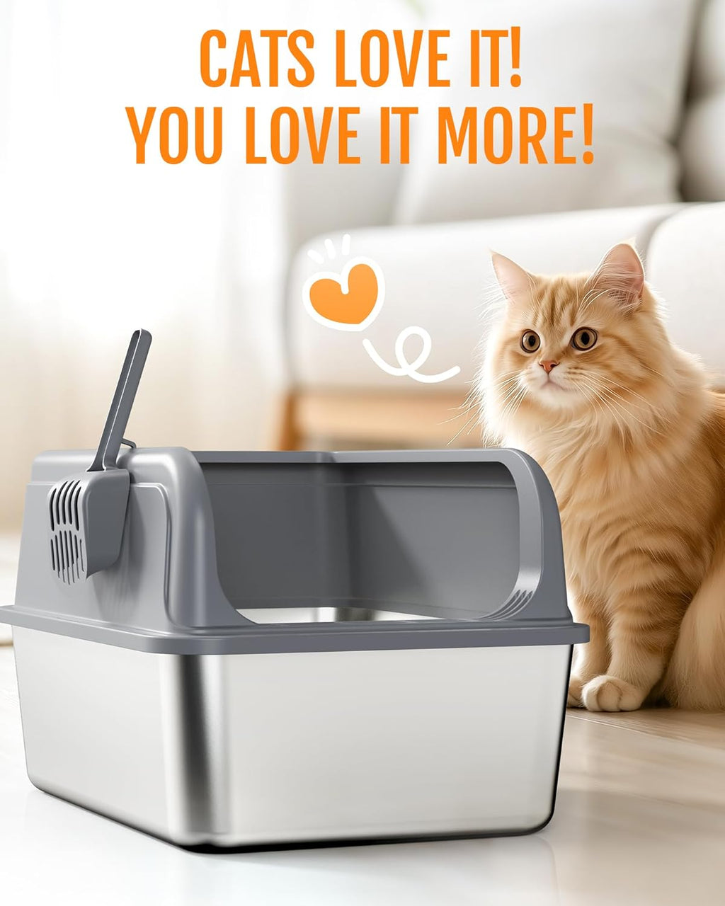 Stainless Steel Cat Litter Box | Easy Clean, Non-Stick, Anti-Leakage, Metal Litter Box with Scoop for Kittens, Grey, 2 PackStainless Steel Cat Litter Box | Easy Clean, Non-Stick, Anti-Leakage, Metal Litter Box with Scoop for Kittens, Grey,
