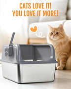 Stainless Steel Cat Litter Box | Easy Clean, Non-Stick, Anti-Leakage, Metal Litter Box with Scoop for Kittens, Grey, 2 PackStainless Steel Cat Litter Box | Easy Clean, Non-Stick, Anti-Leakage, Metal Litter Box with Scoop for Kittens, Grey,