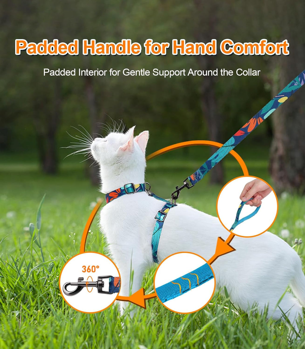 Cat Harness and Leash Set, 3-in-1 Adjustable & Lightweight, Escape-Proof, Comfortable Soft Kitten Harness for Large Cats, Safe, Easy to Wear, Outdoor Walking Travel