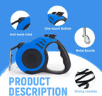 Dog Leash Automatic Telescopic Tractor Dog Tape, Pet Tape 10/16 FT Durable and Convenient, with Folding Bowl, Dispenser, Rubbish Bags, Suitable for Small and Medium Dogs