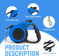 Retractable Dog Leash with Bowl & Bag Dispenser (Blue)