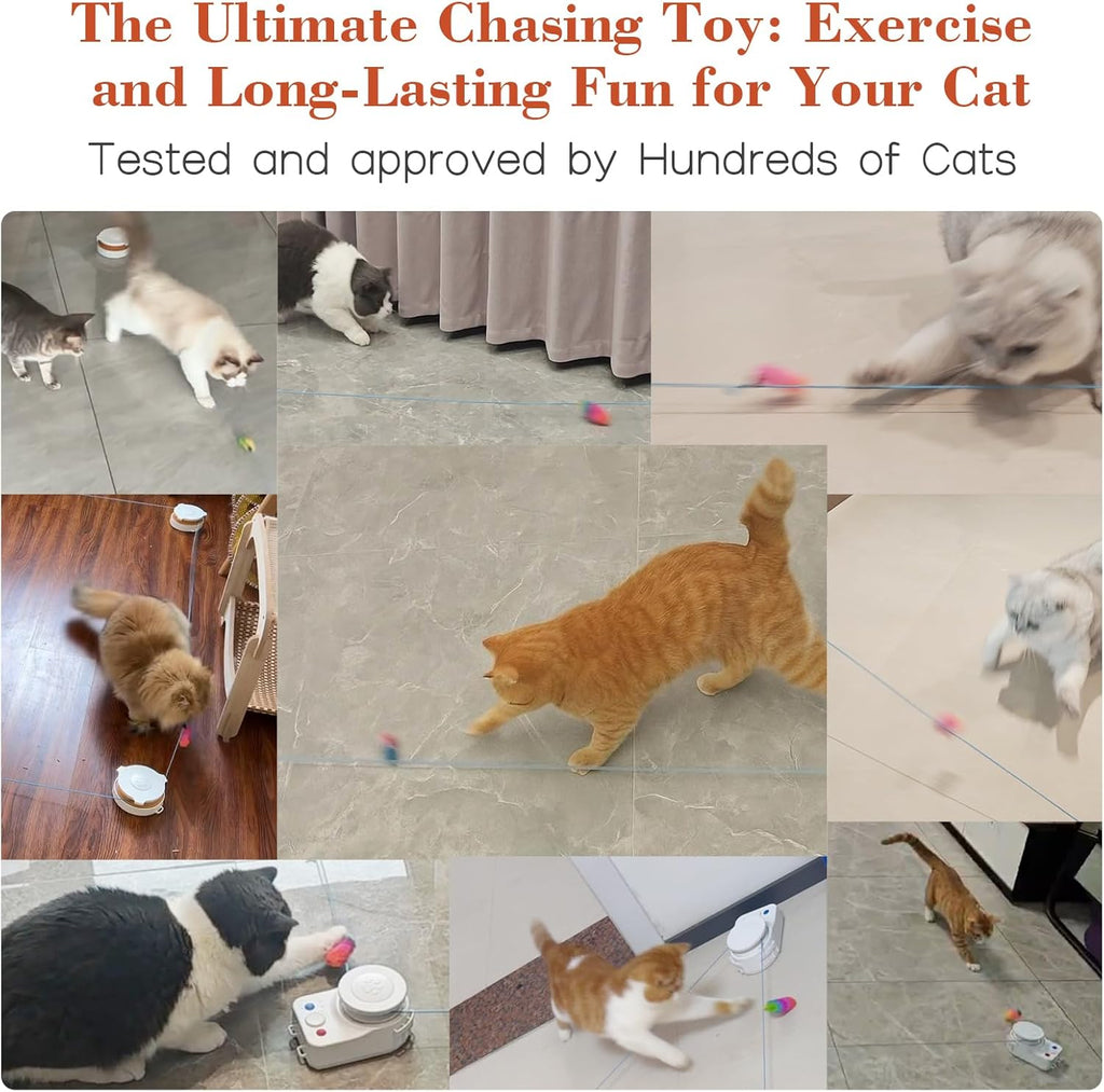 Interactive Cat Toy for Indoor Cats – Automatic Moving & Enrichment Toy for Indoor Cats/Kitten, Auto/Manual Control Cat Treadmill for Exercise & Mental Stimulation, Stimulating Chase Toys