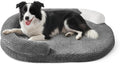 Orthopedic Dog Beds Large Sized Dog, Washable Waterproof Oval Large Dog Bed with Removable Cover, Big Egg-Crate Memory Foam Pet Bed with Bolster Sides & Non-Skid Bottom, Dark Grey, 36''x27''