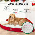 Large Dog Bed - Orthopedic Egg-Crate Memory Foam Dog Beds with Removable Washable Cover, Waterproof Pet Beds with Non-Slip Bottom, (Red)