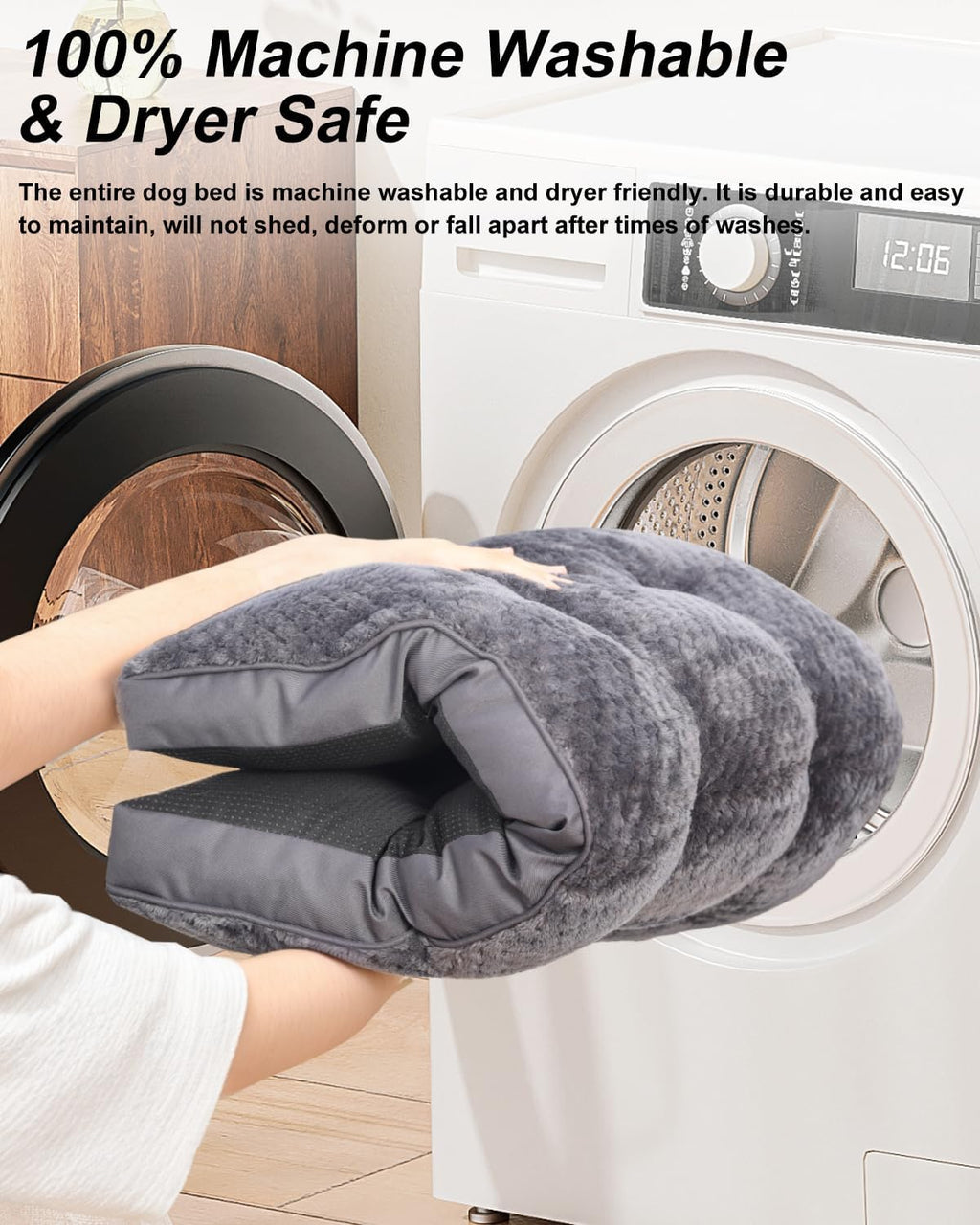 Dog Bed, Washable Cozy Plush Dog Crate Beds, Soft Comfy Kennel Pad Anti Slip Pet Sleeping Mat for Large, Jumbo, Medium, Small Dogs Breeds (35.0 L x 22.0 W x 1.5 Th Inches, Dark Grey)