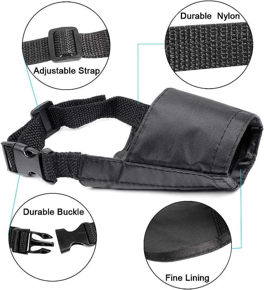 Adjustable Breathable Safety Small Medium Large Extra Dog Muzzles for Anti-Biting Anti-Barking Anti-Chewing Safety Protection(Black)