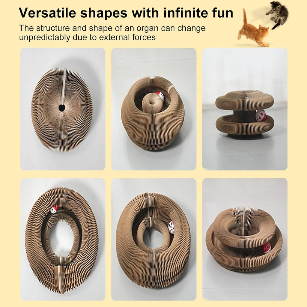 Kitty Curls Cat Toy,Magic Organ Cat Toy,Cat Scratcher for Grinding Claw Cardboard Cat Toys,Interactive Scratch Pad with Toy Ball