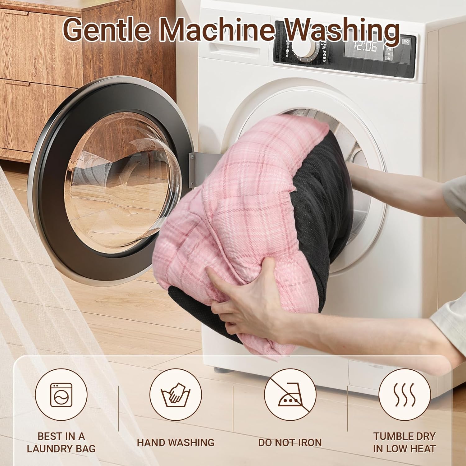 Dog Beds for Small Medium Dogs & Cats, Orthopedic Sleeping Pet Bed for Couch with Durable Puppy Cuddler and Anti-Slip Bottom Machine Washable((pink)