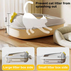 Open Litter Box, Anti-Splashing Cat Toilet with Litter Sifting Scoop - Semi-Enclosed, Removable Kitten Litter Box