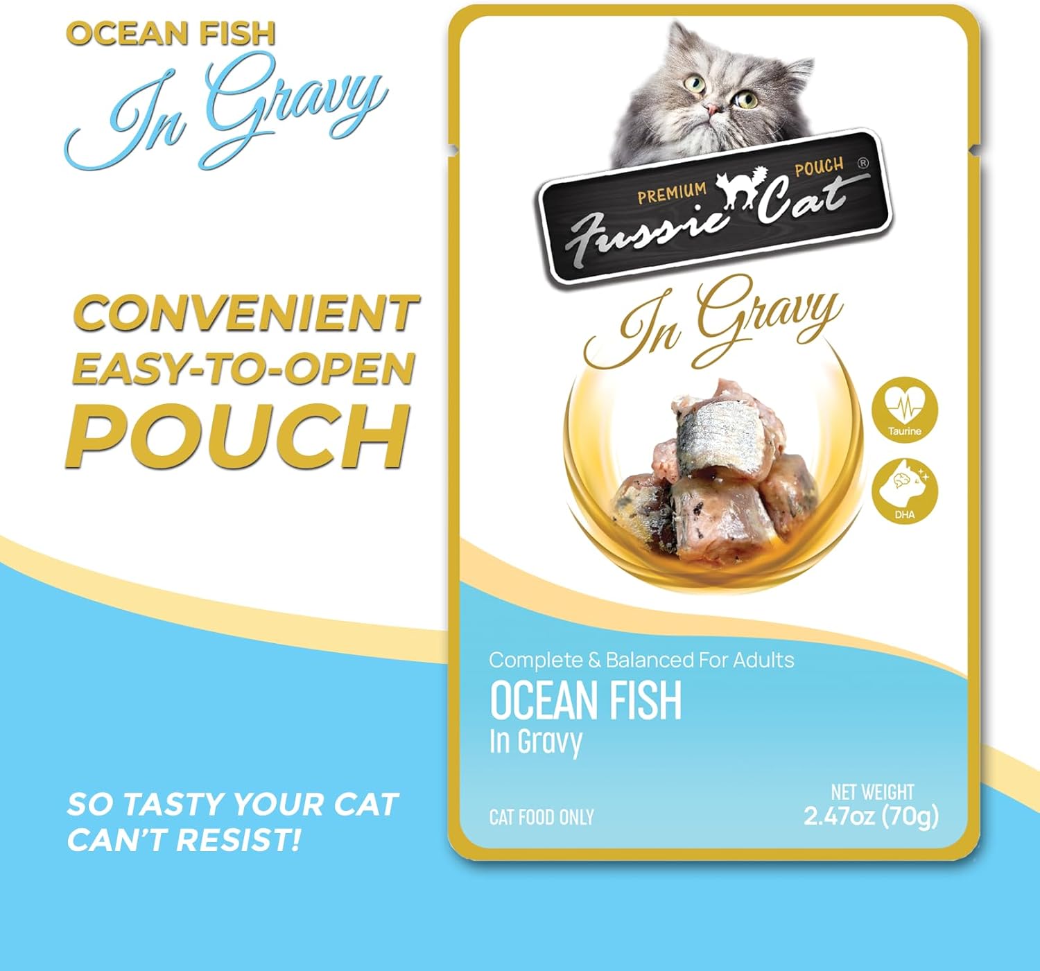 cat Premium Ocean Fish in Gravy, 2.4 Oz (Pack of 12)