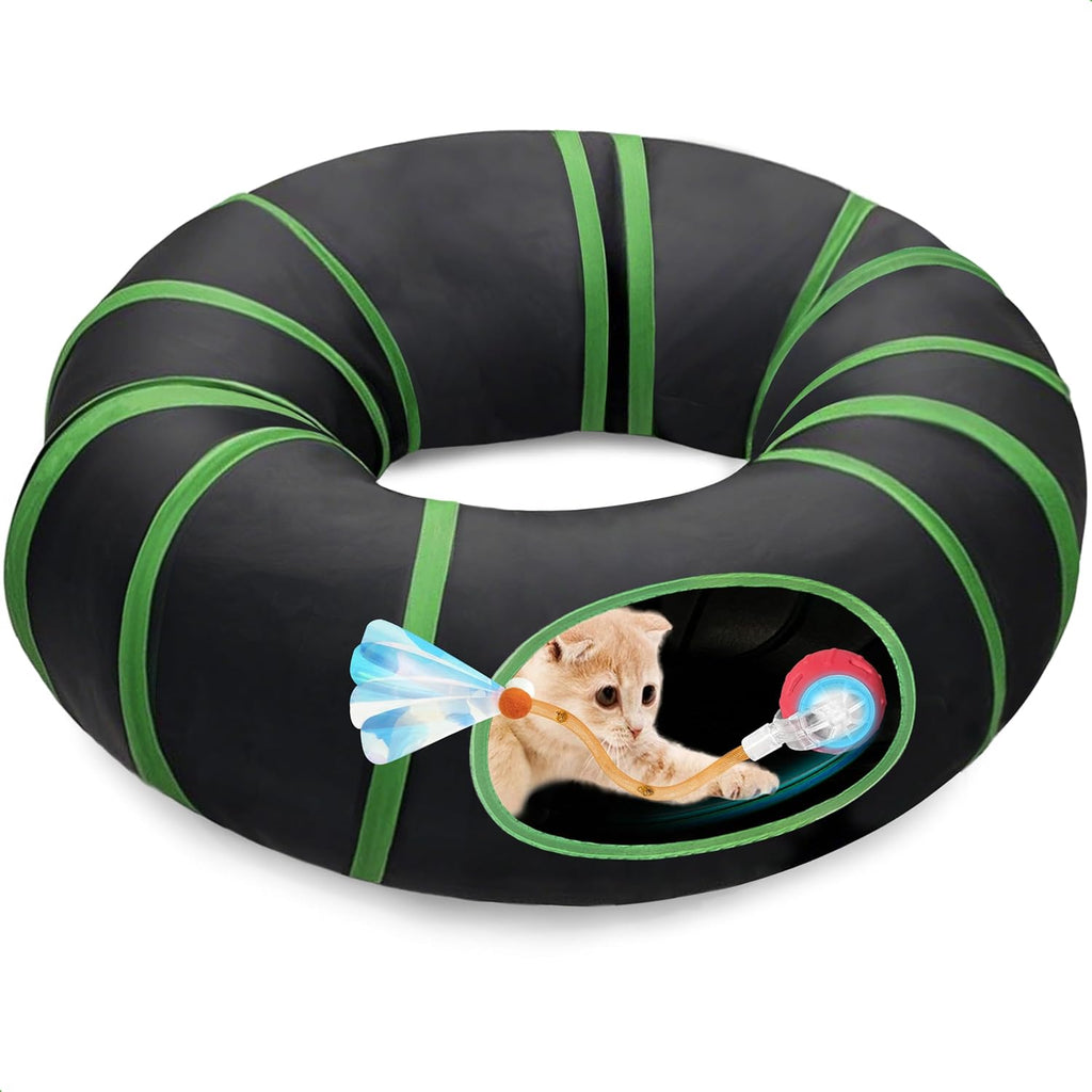 Cat Toys Ball Fast Rolling in Cat Tunnel – Motion-Activated Ball in Enrichment Tunnel,Hide & Seek Puzzle Game for Indoor Cats & Kittens,Boredom Relief for Cats (Orange-red)