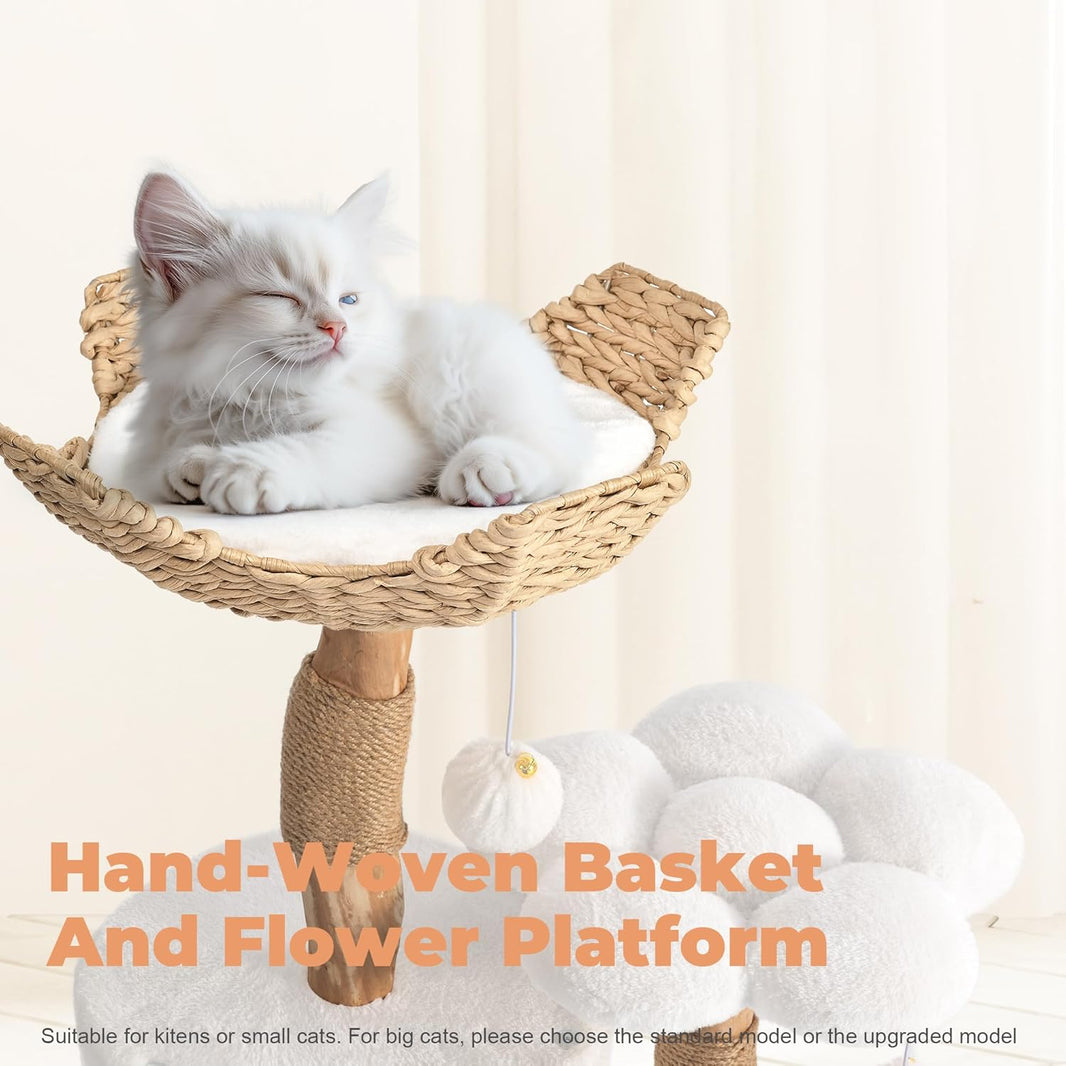 Modern Wood Cat Tree with Flower Platform