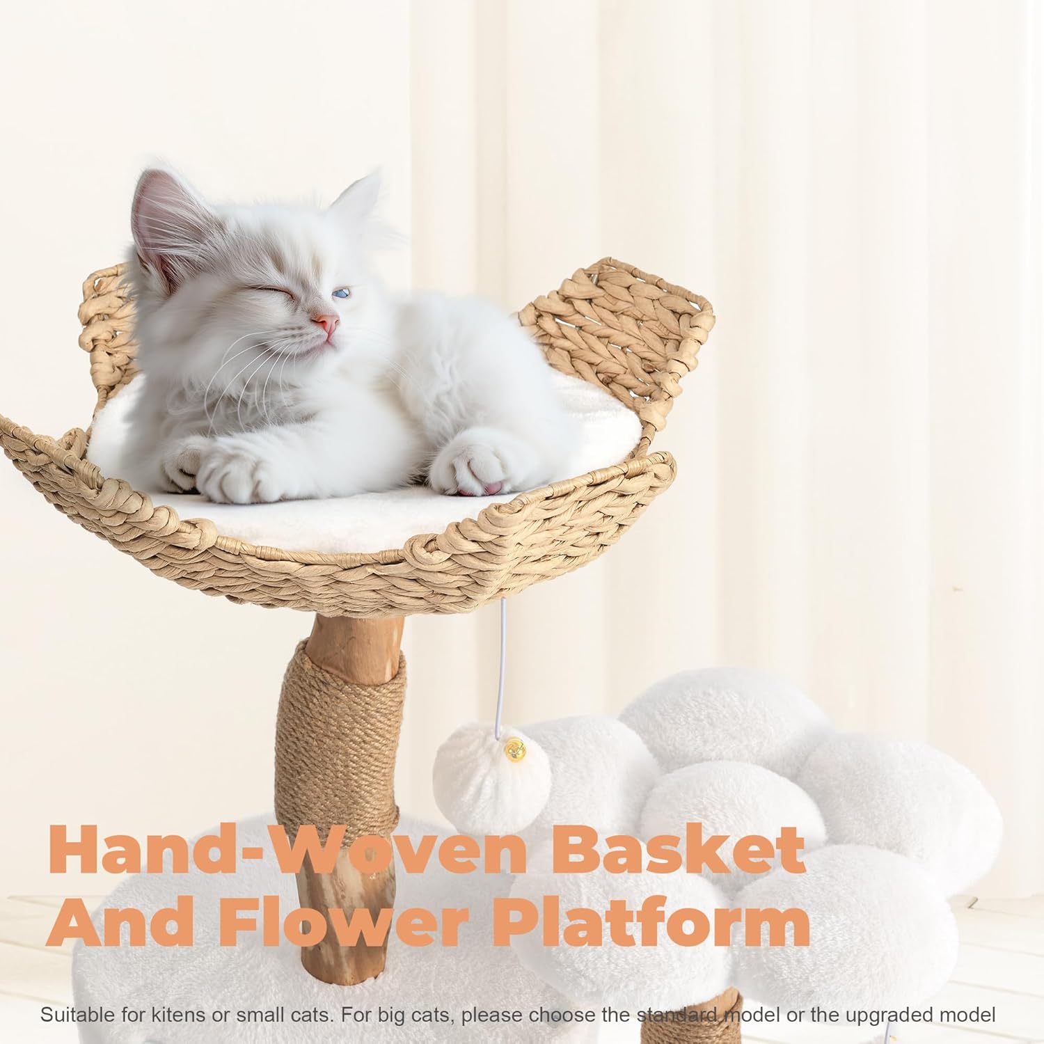 Modern Cat Tree, Wood Cat Tree Tower for Small Cats, Luxury Cat Condo with Scratching Posts and Flower Platforms, Cat Furniture