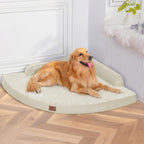Large Dog Bed - Orthopedic Egg-Crate Memory Foam Dog Beds with Removable Washable Cover, Waterproof Pet Beds with Non-Slip Bottom, Beige