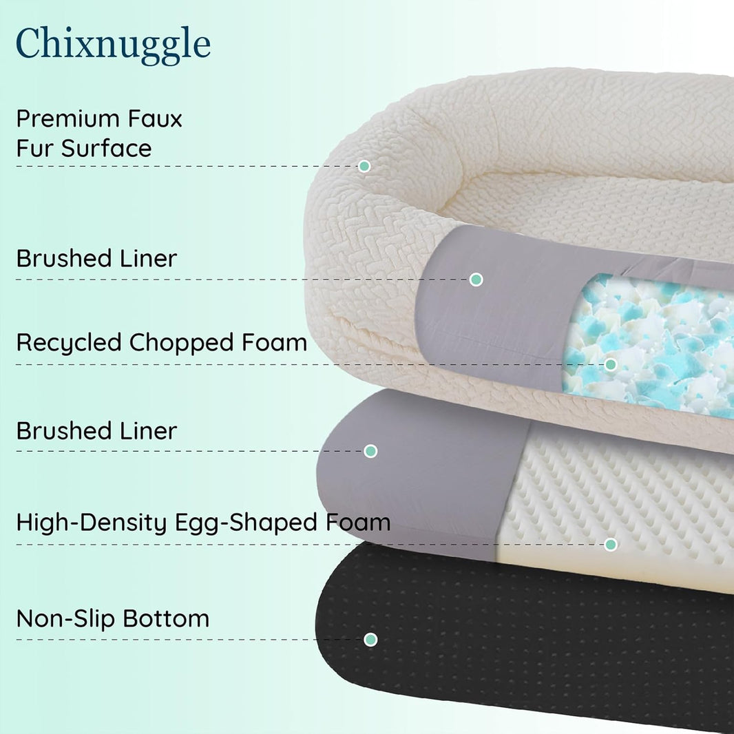 Faux Fur Human-Size Dog Bed (White)