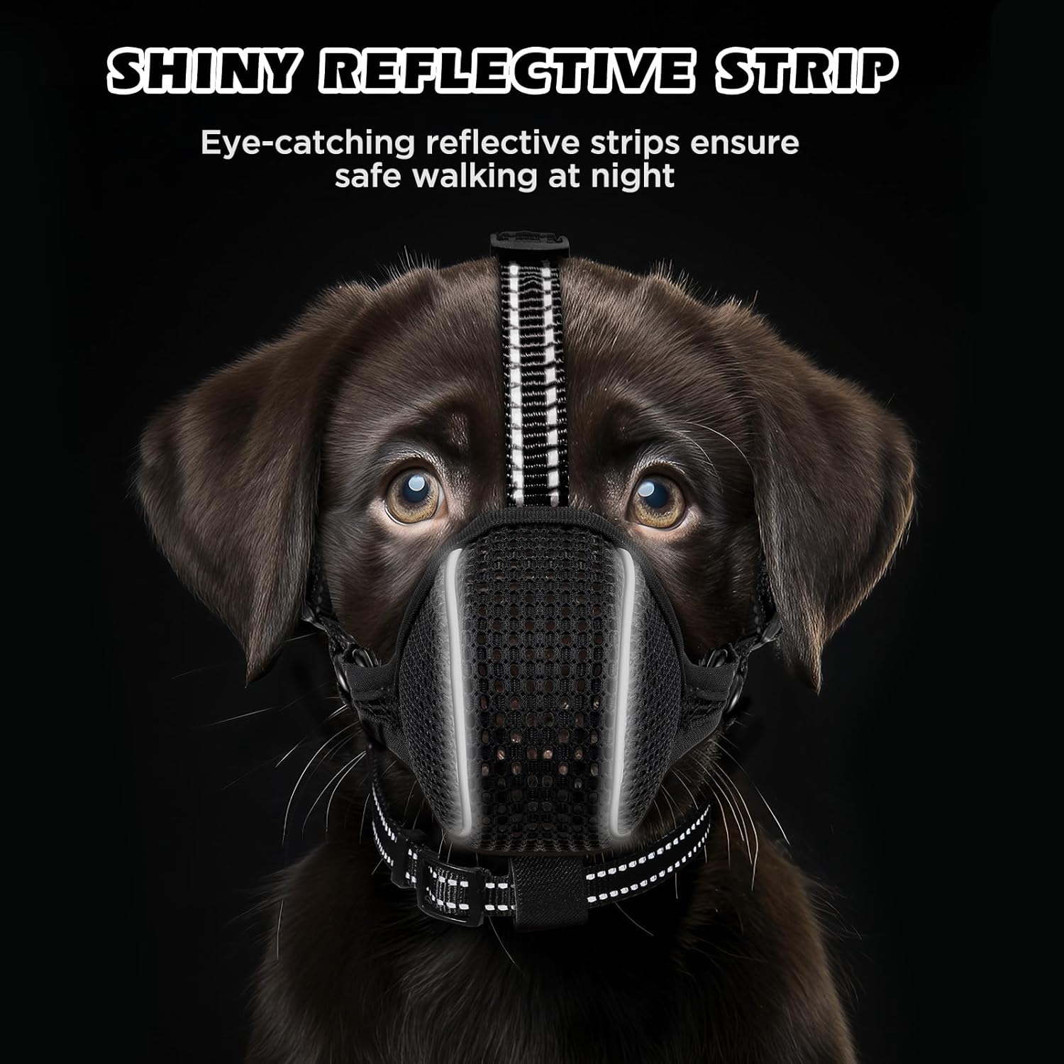 Dog Muzzle,Soft Nylon Muzzles Anti Biting Barking Chewing,Breathable Reflective Adjustable Loop Pets for Small Medium Large Sized Dogs,Allows Panting and Drinking