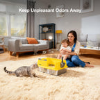 Cat Litter Box, Open Top High-Sided Metal Litter Box with Scoop, Extra Large Litter Boxes for Kitty Kitten and Big Cats, Anti-Urine Leakage, Non-Sticky, Easy to Clean (Yellow)