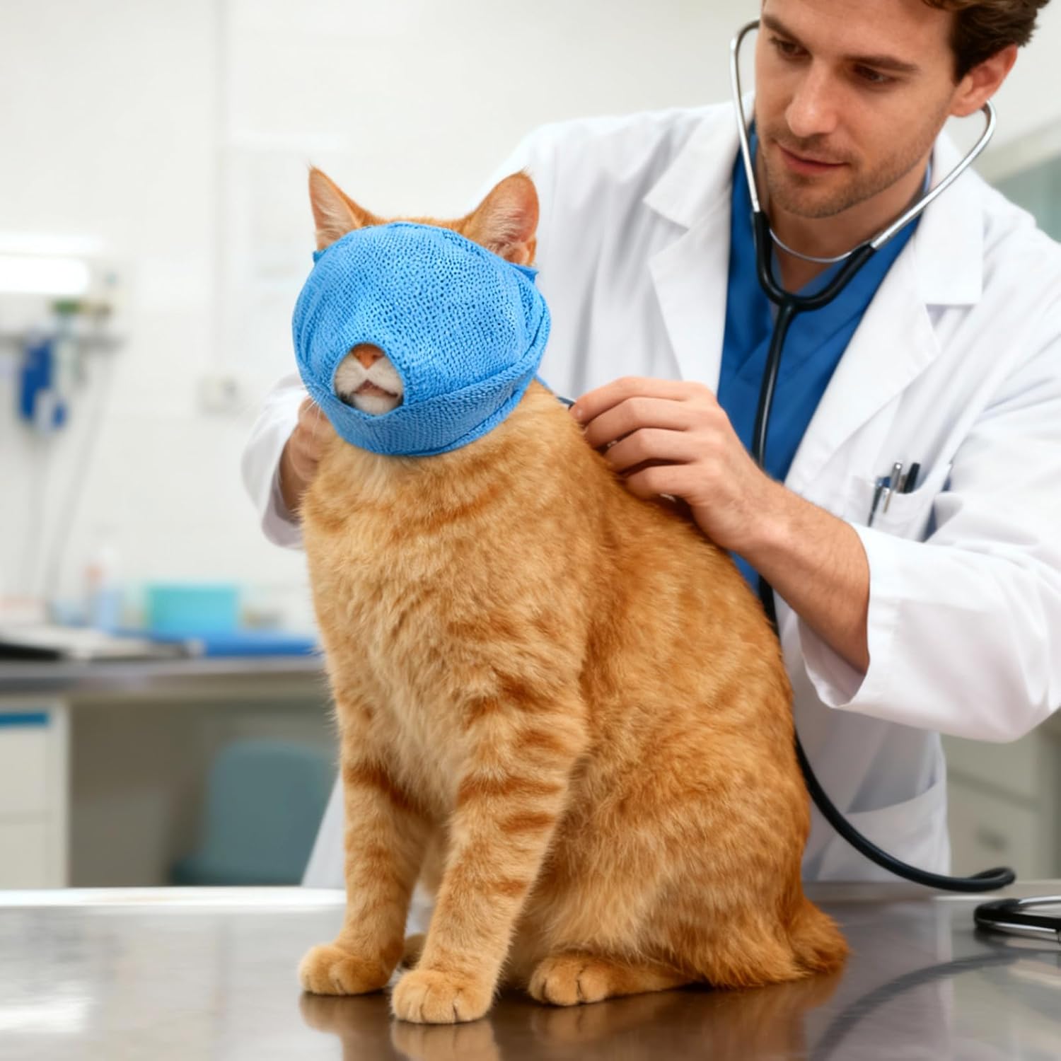 2Pcs Cat Muzzles Breathable Mesh Muzzles with Soft Mesh Covered, Cat Dog Grooming Restraint Muzzl Anti Bite Anti Meow Prevent from Biting