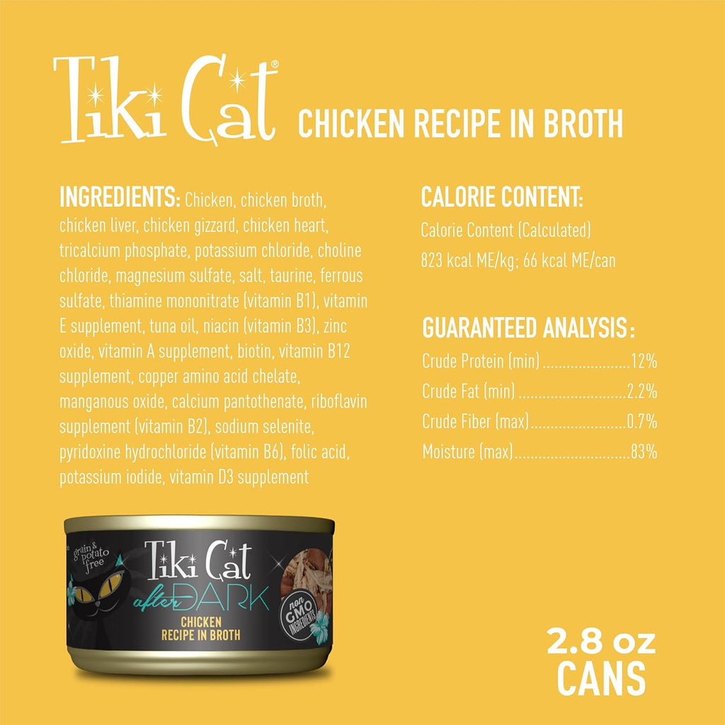 Cat After Dark, Chicken, High-Protein and 100% Non-GMO Ingredients, Wet Cat Food for Adult Cats, 2.8 oz. Can (12 Count)