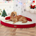 Large Dog Bed - Orthopedic Egg-Crate Memory Foam Dog Beds with Removable Washable Cover, Waterproof Pet Beds with Non-Slip Bottom, (Red)