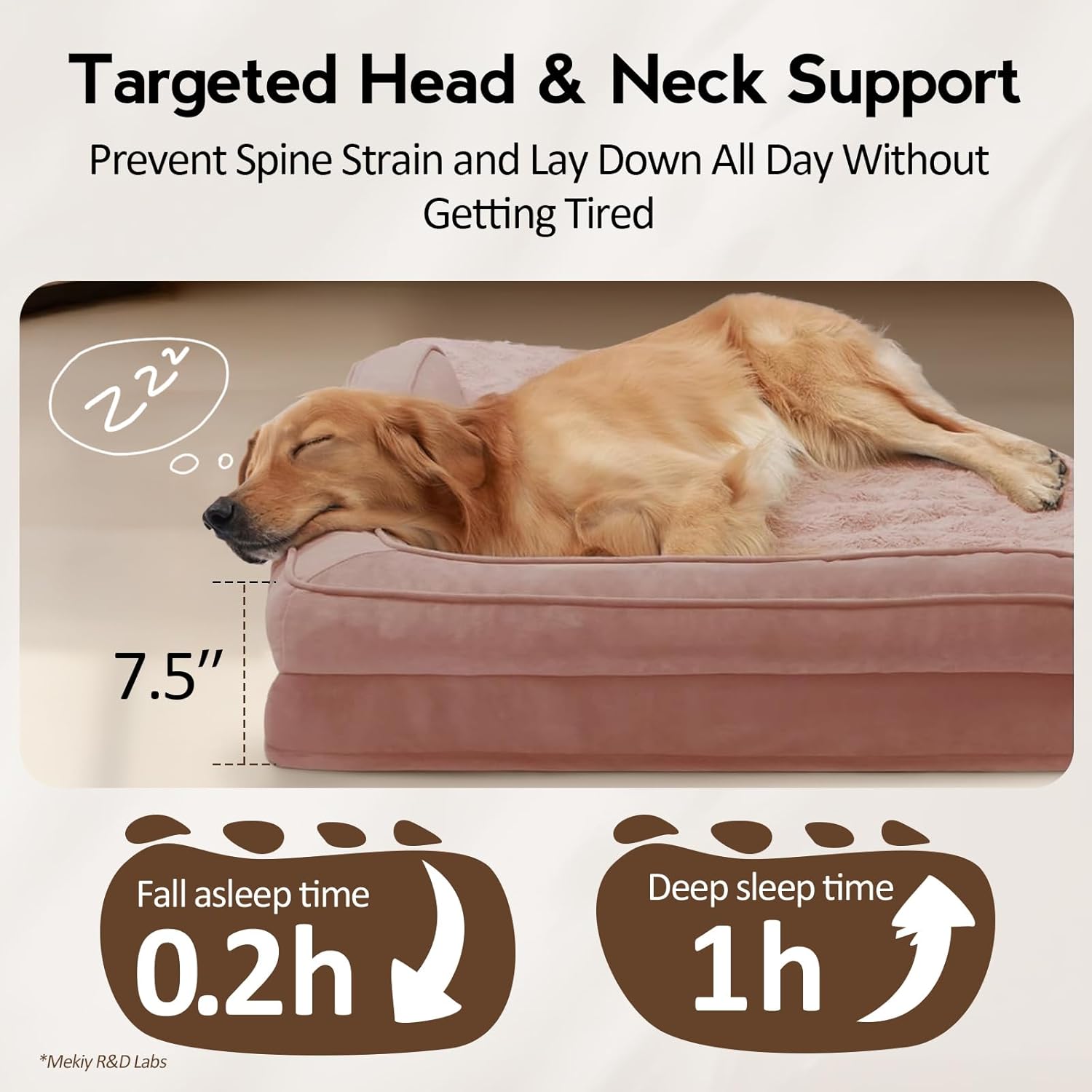 Large Dog Bed - Orthopedic Egg-Crate Memory Foam Dog Beds with Removable Washable Cover, Waterproof Pet Beds with Non-Slip Bottom(Pink)