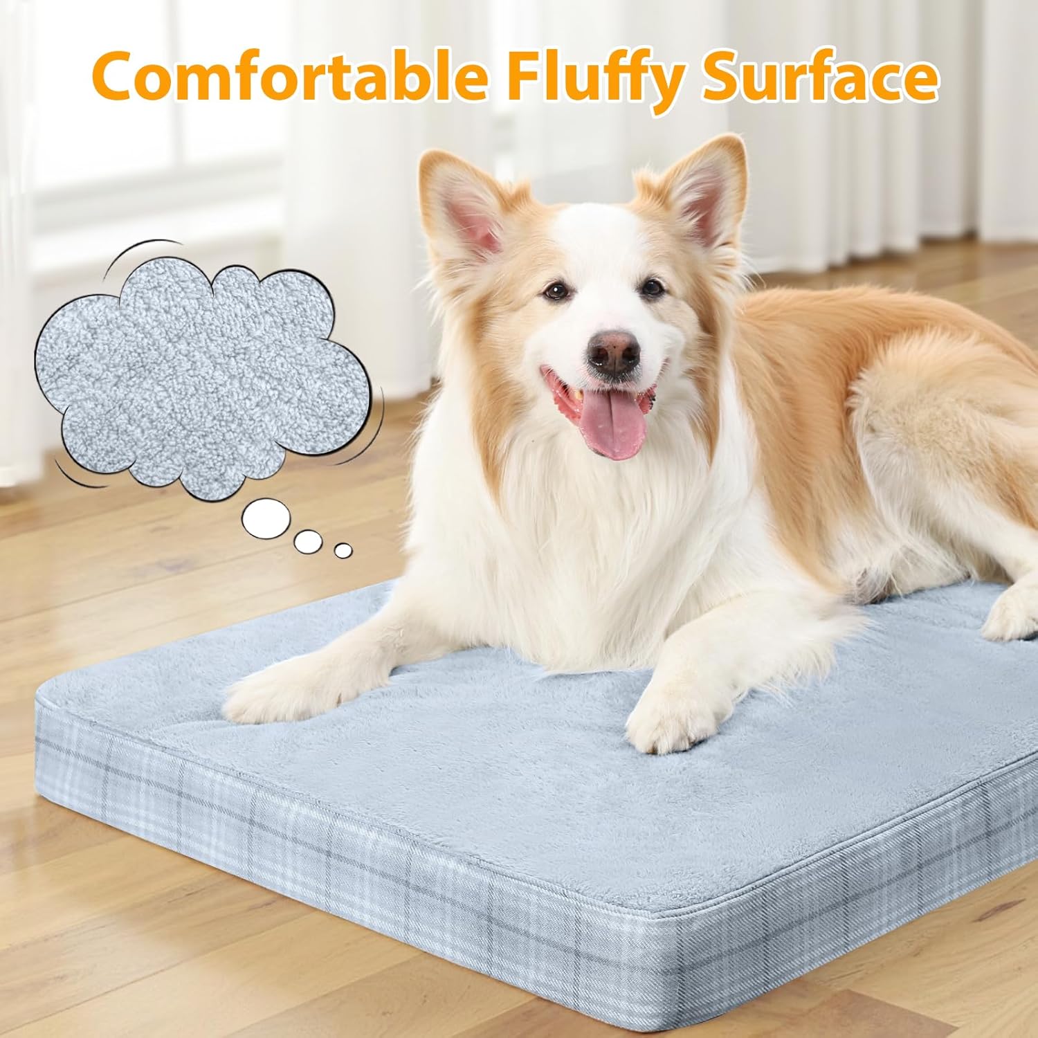 Washable Orthopedic Dog Bed for Large Dogs, XL Waterproof Pet Bed with Egg Crate Foam Strong Support, Machine Washable Cover & Anti-Slip Bottom & Durable Zipper (Gray)