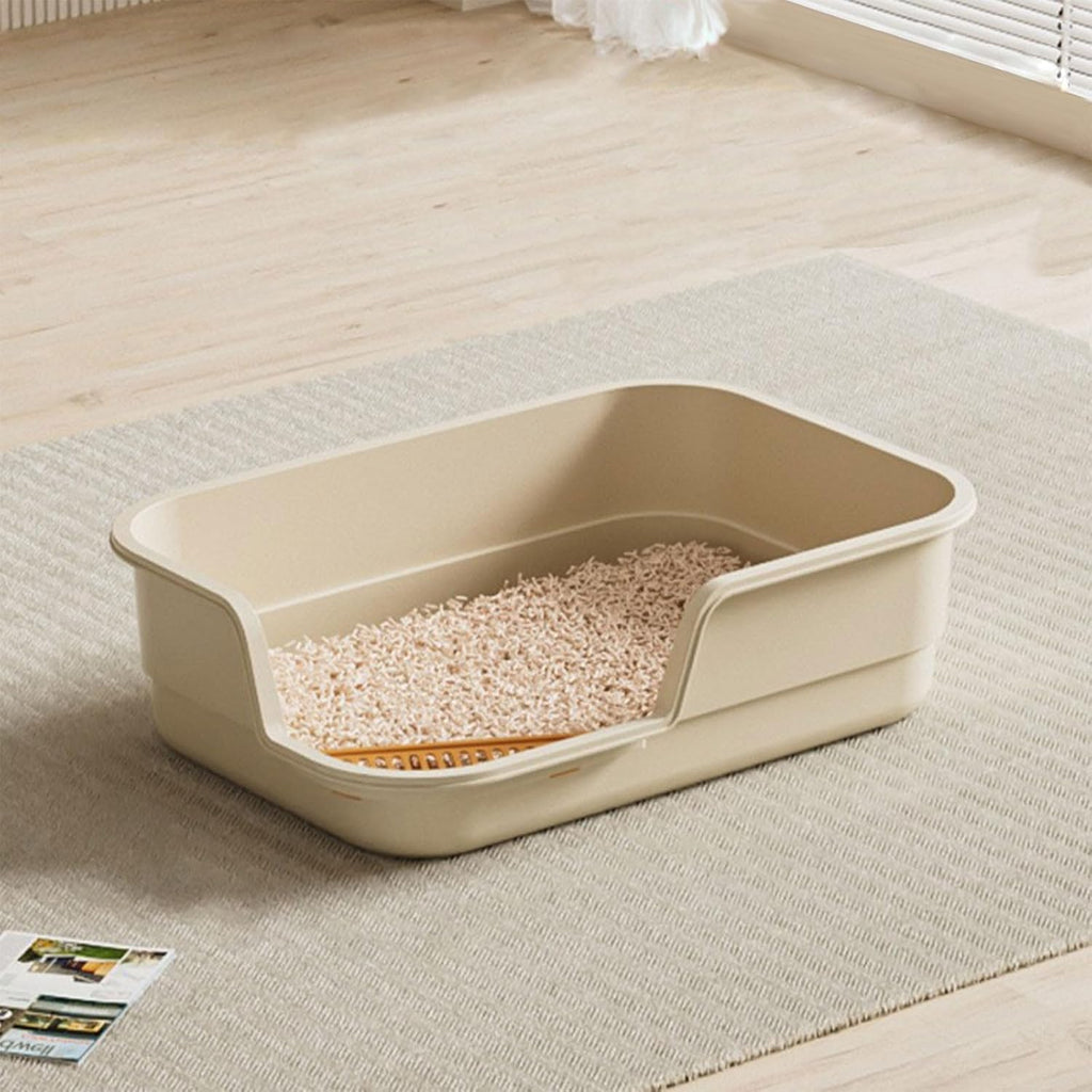 Enclosed Cat Litter Box with Extra Large High Sides, Low Entry Senior Litter Pen for Geriatric Cats, Durable Plastic Easy Clean Extra Large Cat Litter for Indoor Pet Potty